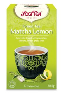 YOGI TEA Zaļā Matcha tēja ar Citronu tēja maisiņos, 17 gab.