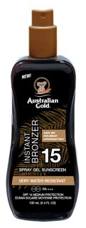AUSTRALIAN GOLD SPF15 Spray Gel With Bronzer saules aizsargsprejs, 100 ml
